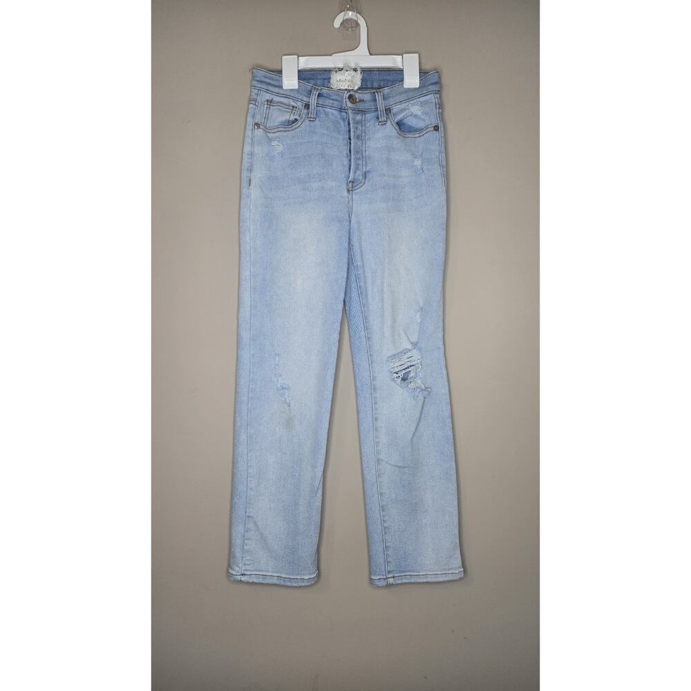 Altar'd State Jeans Womens 26 Light Faded Wash Distressed Tapered Fit Blue Denim